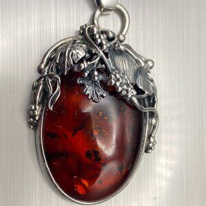 Magnificently RARE 1.5" Baltic Amber + 24" Sterling Chain - Sun Spangles - 37 Gm